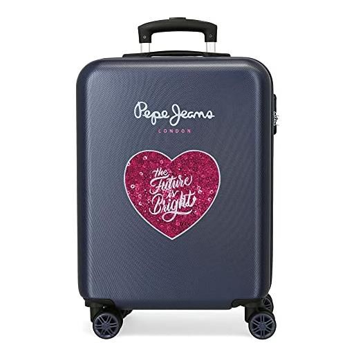 Pepe Jeans bright valigia da cabina blu 40 x 55 x 20 cm rigida abs chiusura tsa integrata 38,4 l 2 kg 4 ruote doppie bagaglio a mano