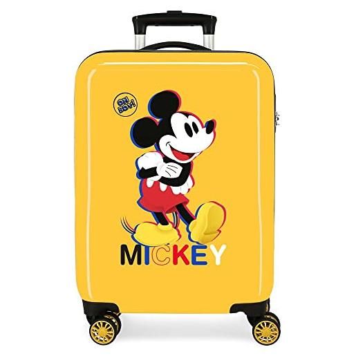 Disney valigia da cabina Disney mickey 3d ocra 38x55x20 cm abs rigido chiusura a combinazione laterale 34l 2 kg 4 doppie ruote bagaglio a mano