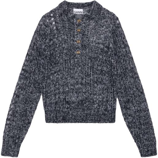 GANNI maglione con effetto mélange - nero