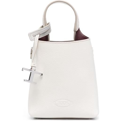Tod's borsa a spalla mini con logo goffrato - bianco
