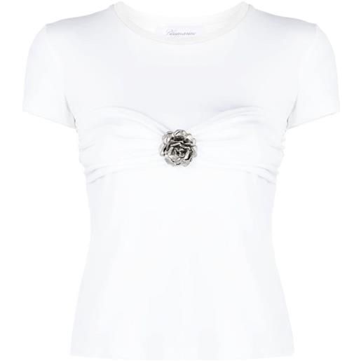 Blumarine t-shirt con applicazione a fiori - bianco