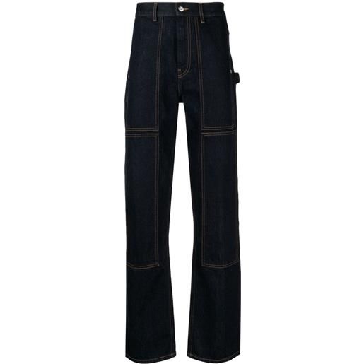 Helmut Lang jeans dritti con cuciture a contrasto - blu