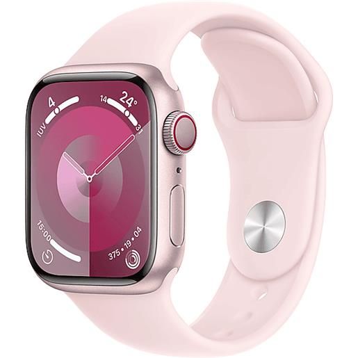 APPLE watch series 9 gps + cellular, cassa 41 mm in alluminio rosa con cinturino sport confetto - m/l