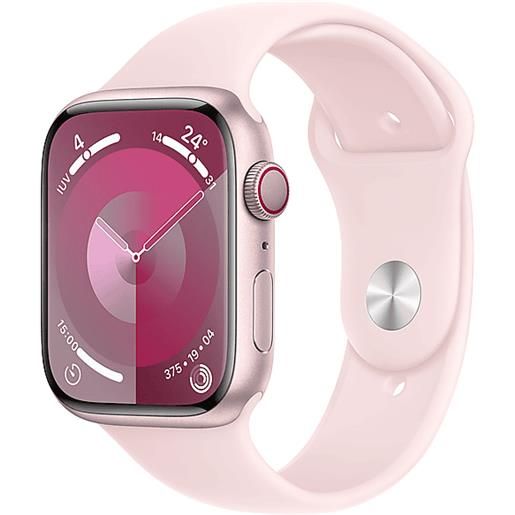 APPLE watch series 9 gps + cellular, cassa 45 mm in alluminio rosa con cinturino sport confetto - s/m