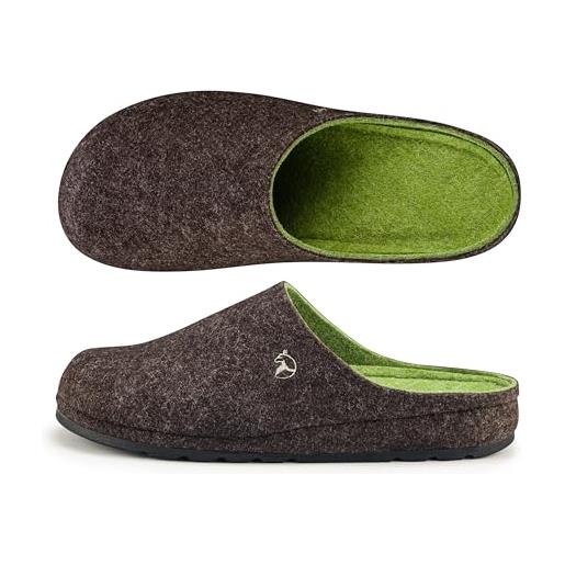 ESTRO pantofole uomo invernali chiuse - ciabatte feltro uomo suola goma ciabatte casa f05 (marrone, 45 eu)