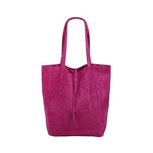 SH Leder ® katrin g261 - shopper da donna in vera pelle scamosciata con tasca interna, in diversi colori, 37 x 29 cm, rosa ii