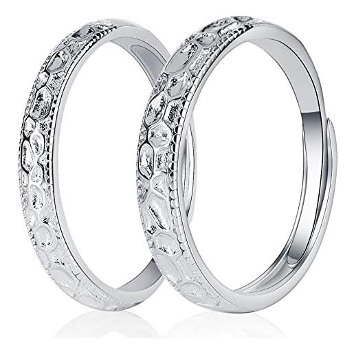 Vxddy coppie anello fedine fede nuziale promessa pietra smerigliata modello coppia anelli gioielli argento sterling fidanzamento regalo