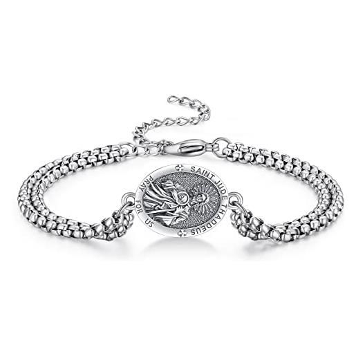 ADMETUS bracciale con amuleto in argento sterling 925 | bracciale per uomo con catena regolabile da 7 +2, senza gemstone