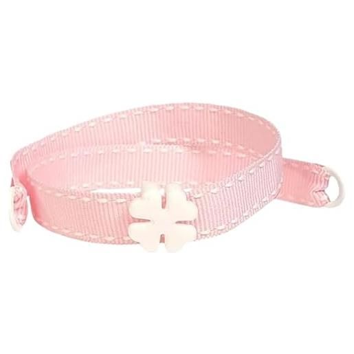 MAISON GIOIELLI FIRENZE nora pfeiffer milano bracciale in tessuto colorato charm quadrifoglio, bracciale donna in resina charm portafortuna, bracciali colorati fashion chic donna ragazza bambina (rosa, bianco)