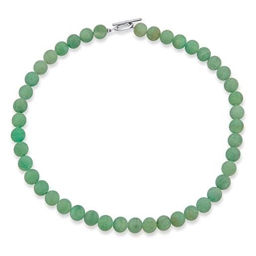 Bling Jewelry plain simple smooth classic matte moss green aventurine round 10mm bead strand necklace for women teen silver plated toggle clasp 16 inch