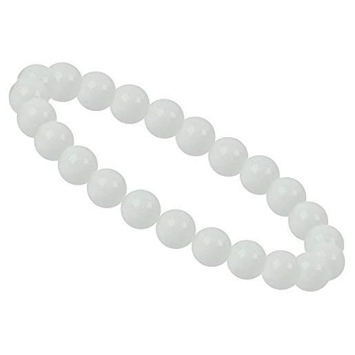 ELEDORO bracciale in vera pietra preziosa charkra con perle di 8 mm, 17 cm, gemma, pirite, 