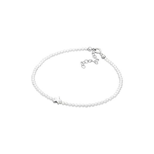 Elli bracciale donna ciondolo stella con cristallo di rocca e perle di vetro in argento sterling 925