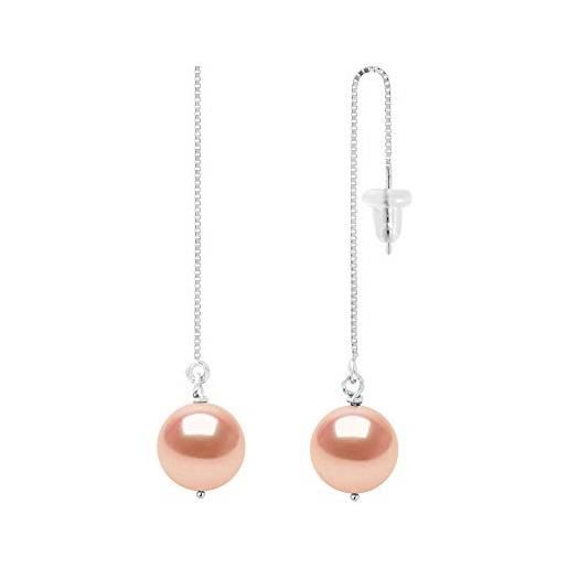 PEARLS & COLORS NATURAL FINE PEARLS pearls & colors - orecchini pearls con vere perle d'acqua dolce rotonde, 9-10 mm, in argento 925, sistema a farfalla, da donna