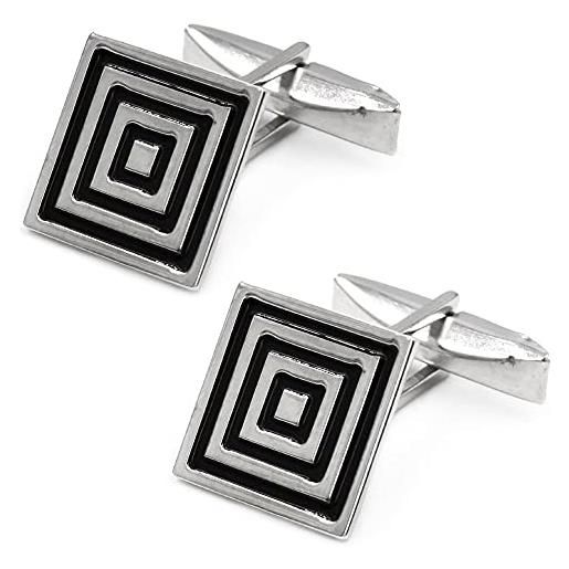 Damiano Argenti gemelli quadrati con spirale in argento 925 smaltato a mano argento