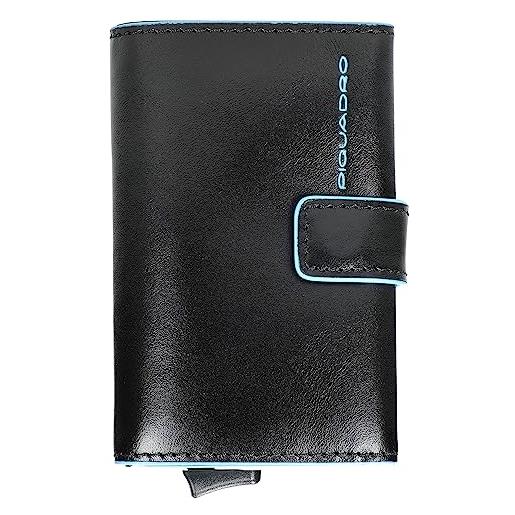 PIQUADRO blue square compact wallet nero