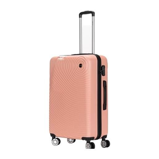 Generic abs hardcase valigia 4 ruote spinner hard case shell bagagli di viaggio spritz bag, 3 cifre combinazione serratura, oro rosa, m, valigia