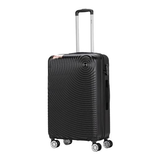 Generic abs hardcase valigia 4 ruote spinner hard case shell bagagli di viaggio spritz bag, 3 cifre combinazione serratura, nero , m, valigia