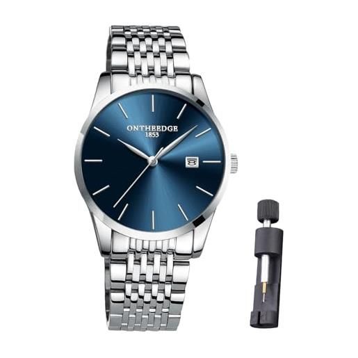 Raitown orologio uomo acciaio inossidabile impermeabile classic blu quadrante grande minimalist calendario analog quartz orologi uomo