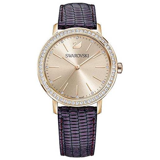 Swarovski women's graceful lady 37mm purple leather band steel case quartz analog watch 5261472