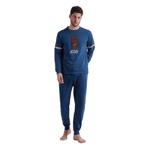 Star Wars wookiee - pigiama a maniche lunghe da uomo, blu, m