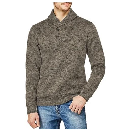 Halfword maglione da uomo in pile, casual, a maniche lunghe, caldo, con collo a scialle, taglie s-3xl, marrone, l