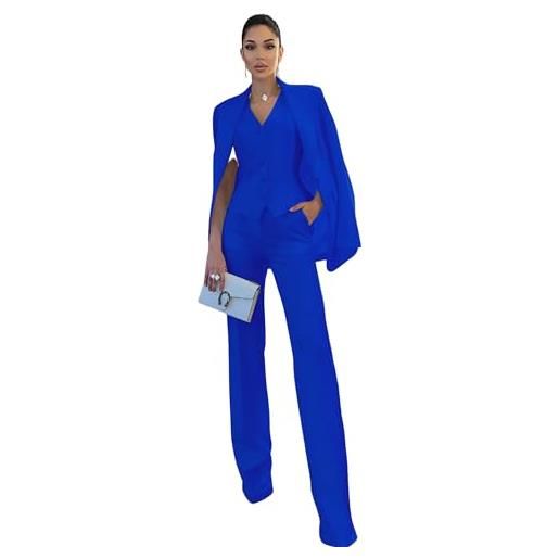Generico tailleur donna coordinato giacca gilet pantalone bottoni tasche sensuale elegante blu/l