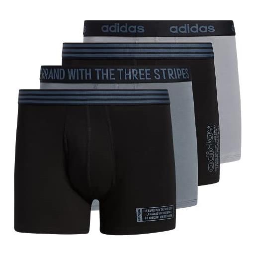 adidas men's core stretch cotton trunk underwear (4-pack), black/onix grey/grey, medium