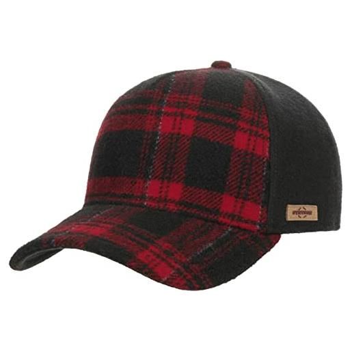 Stetson cappellino shadow plaid donna/uomo - berretto baseball snapback, con visiera autunno/inverno - taglia unica nero-rosso
