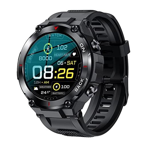 burko smartwatch, k37 smart orologio sportivo da 1,32 pollici, 360 x 360 pixel, full touchsn, 40 giorni, super long standby navigation gps ip67, monitor impermeabile per fitness e salute compatibile