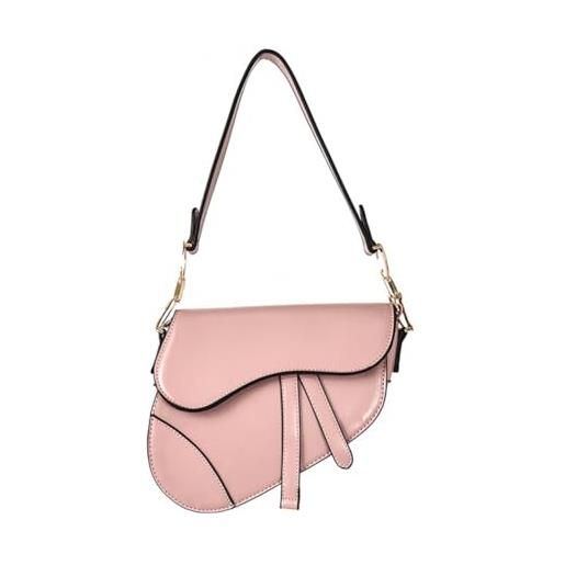 RomanticDesign borsa a tracolla da donna alla moda tinta unita in pelle pu borsa a tracolla borsa a tracolla, rosa