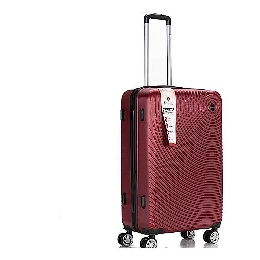 Generic abs hardcase valigia 4 ruote spinner hard case shell bagagli di viaggio spritz bag, 3 cifre combinazione serratura, rosso bordeaux. , m, valigia