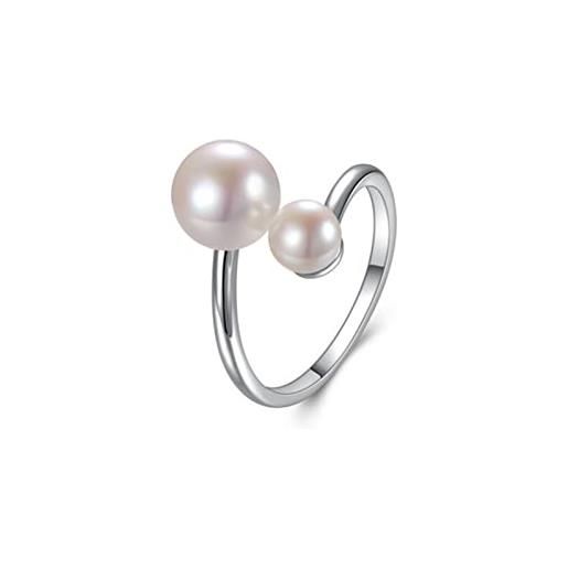 H'Helen anello diviso in argento sterling 925 e perle coltivate d'acqua dolce per donne e ragazze