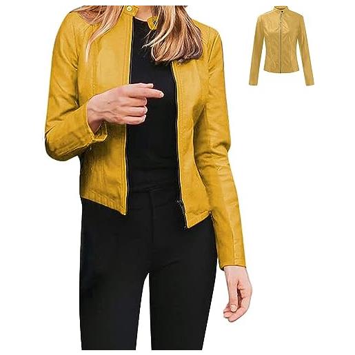 RENTANAC women leather jacket long sleeve faux motorcycle plus, faux leather motorcycle jacket plus size for women