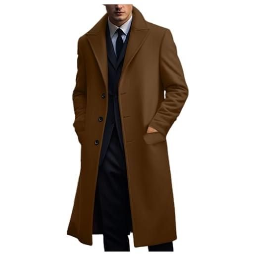 Giacca lunga Uomo Moda Inverno Trench Coat Uomo Cappotto lungo Giacche  classiche Solid Slim Fit Outwear veste longue homme