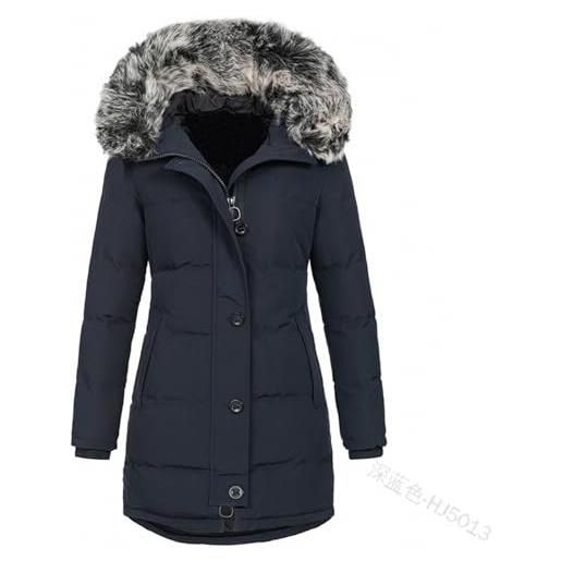 HOLLYWEED giacca invernale da donna parka giacca invernale trapuntata lunga (color: nero, size: 3xl)