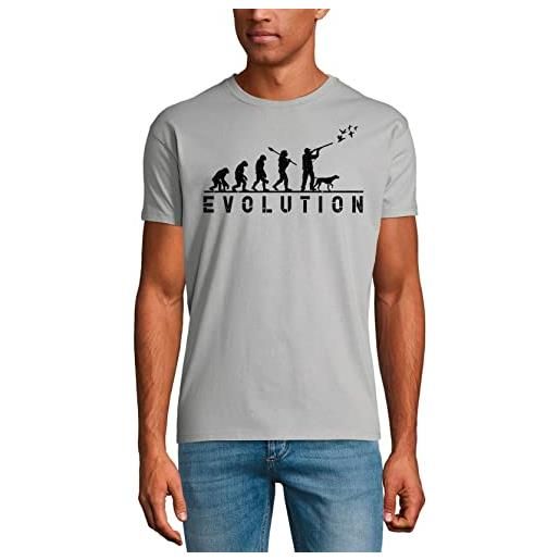 ULTRABASIC uomo maglietta cacciatore evoluzione caccia - hunter evolution hunting - t-shirt stampa grafica divertente vintage idea regalo originale alla moda grigio puro l
