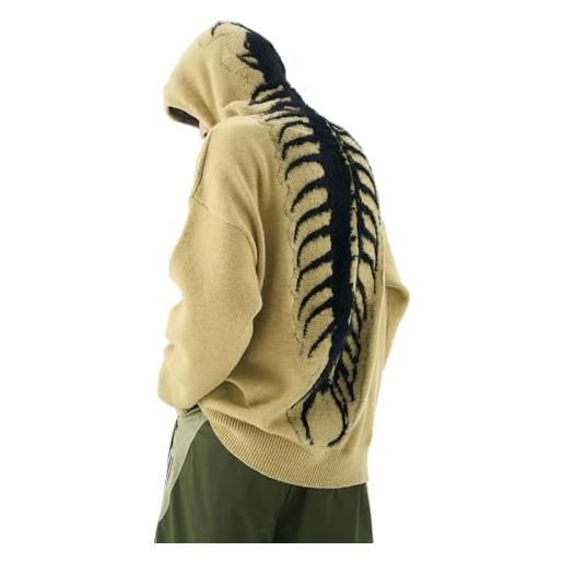 Uplateng 2023 maglione lavorato a maglia felpa con cappuccio lavorata a maglia vintage hip hop maglioni maschili felpa con cappuccio uomo streetwear 3xl (khaki, xxl)