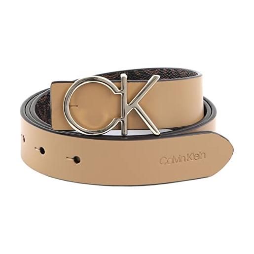 Calvin Klein re-lock ck rev belt 30mm w90 safari canvas/brown mono