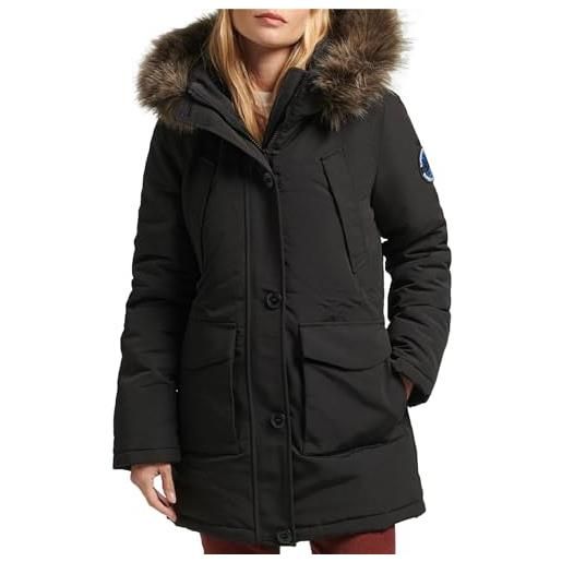 Superdry everest faux fur hooded parka giacca, nero corvino, 42 donna