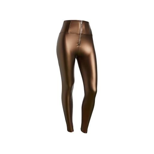 WR.UP freddy - pantaloni vita altissima in similpelle metallizzata, donna, oro, medium