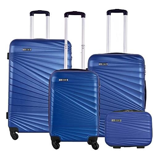 WELL HOME MOBILIARIO & DECORACIÓN set di 4 valigie da cabina rigide 56 cm, valigia media 66 cm, valigia grande 76 cm e borsa 23 cm, blu elettrico