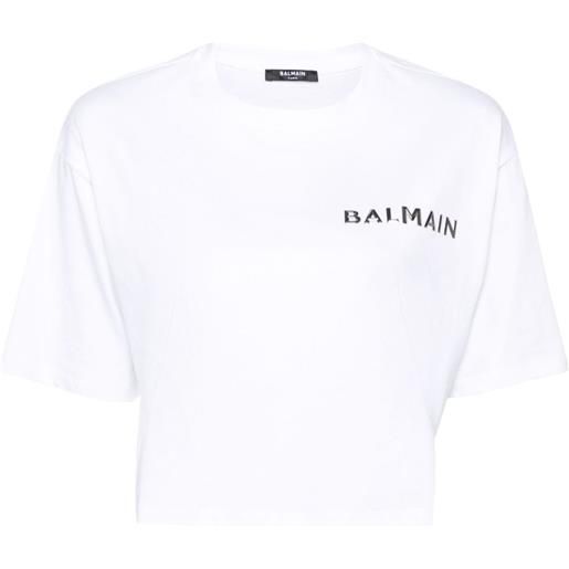 Balmain t-shirt con applicazione crop - bianco