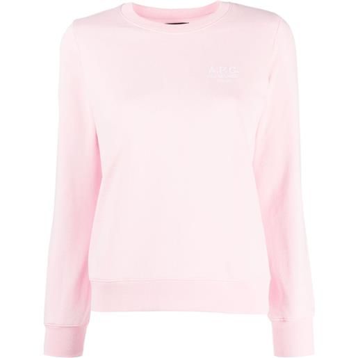 A.P.C. t-shirt a maniche lunghe con ricamo - rosa