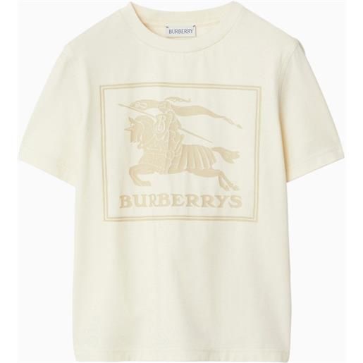 Burberry t-shirt girocollo color crema con stampa