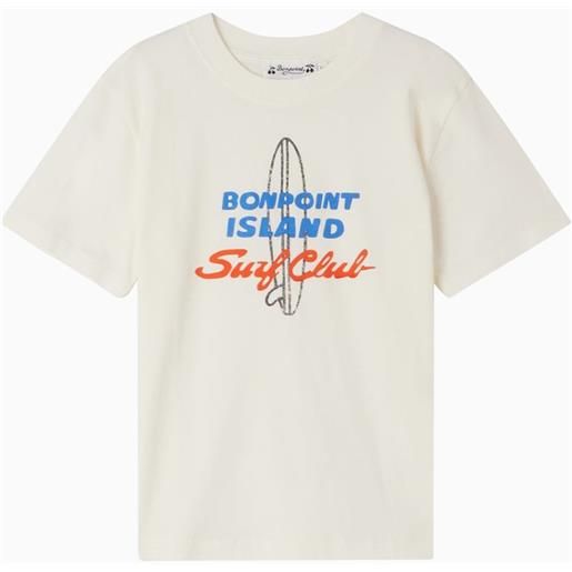 Bonpoint t-shirt girocollo ecru con stampa