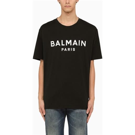 Balmain t-shirt girocollo nera con logo