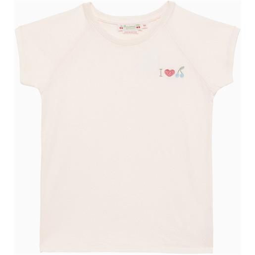 Bonpoint t-shirt girocollo rosa chiaro con ricamo