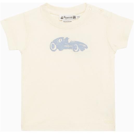 Bonpoint t-shirt girocollo color vaniglia con stampa
