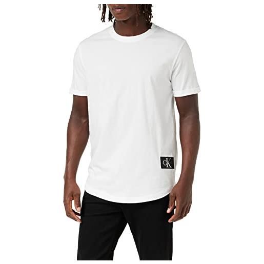 Calvin Klein Jeans t-shirt maniche corte uomo badge turn up sleeve scollo rotondo, nero (ck black), s