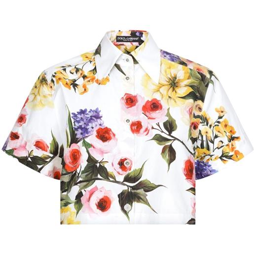 Dolce & Gabbana camicia crop a fiori - bianco